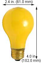 Incandescent Colored A Lamps 75A99/Y 130V YELLOW