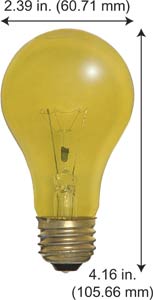 Incandescent Colored A Lamps 60A19/TY 130V TRANS YELLOW