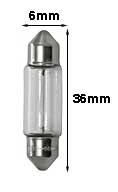 Incandescent Miniature Festoon 3W 24V CLEAR FESTOON 6X36MM