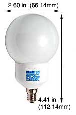 Fluorescent Compact Fluorescent Globe Shape (G20) MG9W/E12/41K 120V MINI-GLOBE