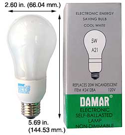Fluorescent Compact Fluorescent A Shape Medium Screw EL5W/A21/41K