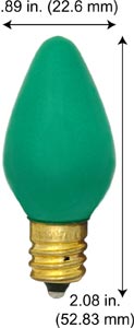 Incandescent Christmas Bulbs - Strings C7 Bulbs 7C7G -BULK GREEN       130V