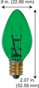 Incandescent Christmas Bulbs - Strings C7 Bulbs 7C7TG-BULK TRANS-GREEN 130V