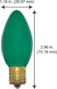 Incandescent Christmas Bulbs - Strings C9 Bulbs 7C9G -BULK GREEN       130V