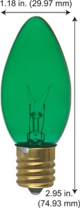 Incandescent Christmas Bulbs - Strings C9 Bulbs 7C9TG-BULK TRANS-GREEN 130V