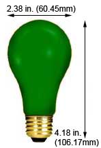Incandescent Incandescent A19 100A99G 130V GREEN