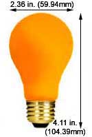 Incandescent Colored A Lamps 100AO 130V CCBB ORANGE