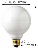 Incandescent Incandescent G16.5 25G161/2/W 120V WHITE